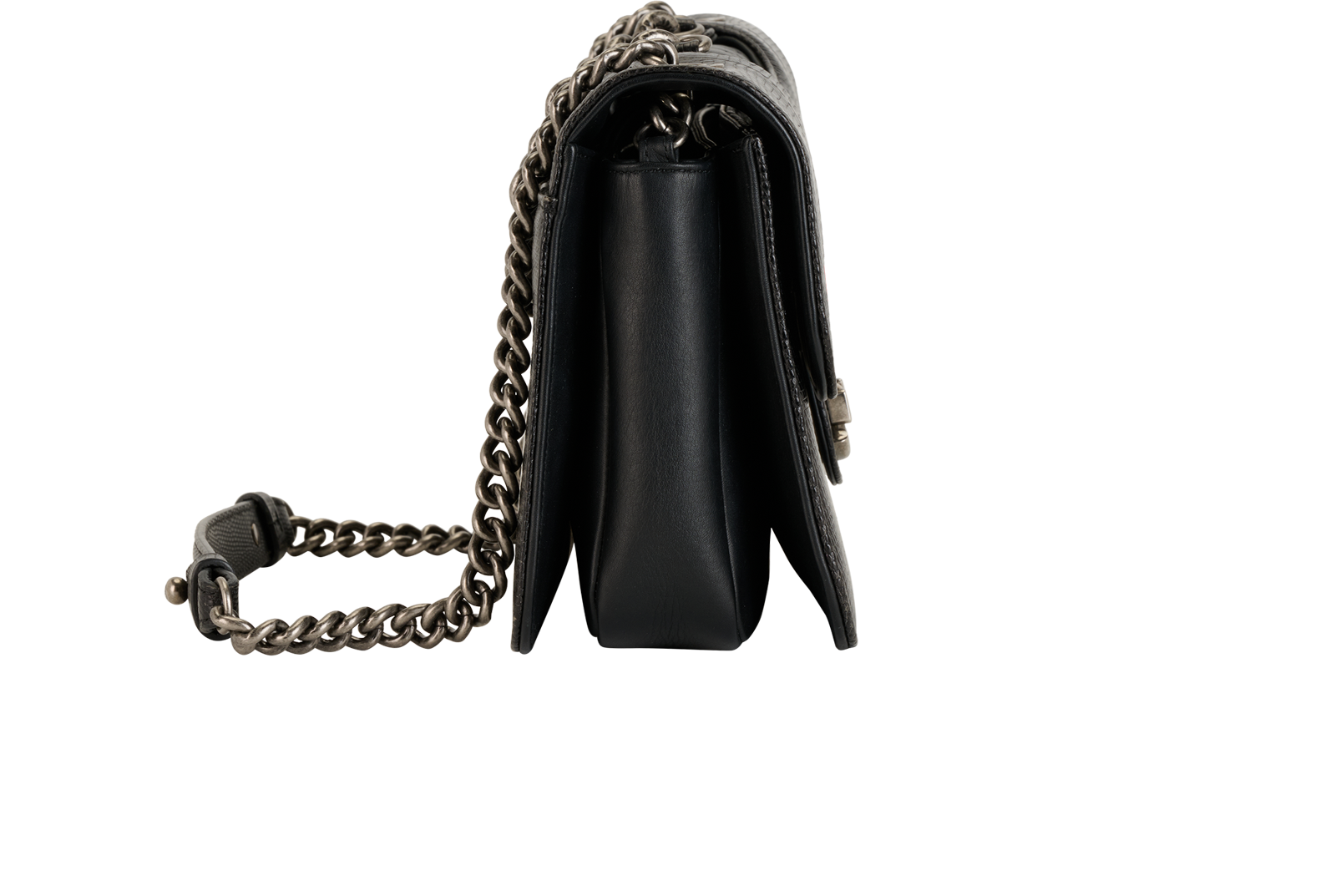 Edge Flap Bag, &pound;2,200, Handbags, Black, Leather, Side view